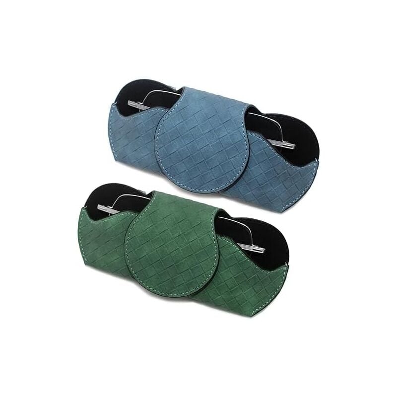 CSPARKV 18x8x4.5 Lot de 2 supports de lunettes de soleil pour pare-soleil de voiture étui à lunettes en cuir avec clips pour pare-soleil de voiture