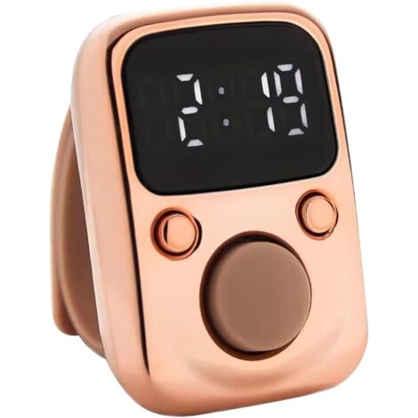 CSPARKV 1PCS Number Counter Clicker Finger Display Manual Counting Tally Clicker Timer Football Counter USB Charging Decompression Manual Counter Rose Gold