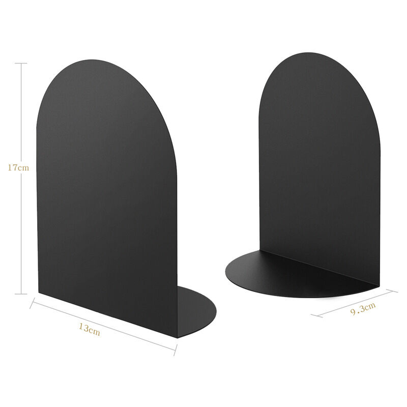 CSPARKV (2, Black) Curved Iron bookends Serre-Livres en métal- Lot de 2 Pièces,Noir Séparateurs de Livres Anti Rayures pour l'école, Serre-Livres Le
