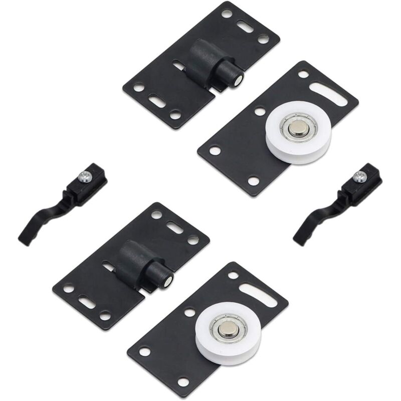 2 Ensembles de Rouleau de Porte Coulissante, Roues de Rouleau de Meubles, Kits de Piste D'engrenage de Roues en Nylon Muets, pour Fenêtre de Placard