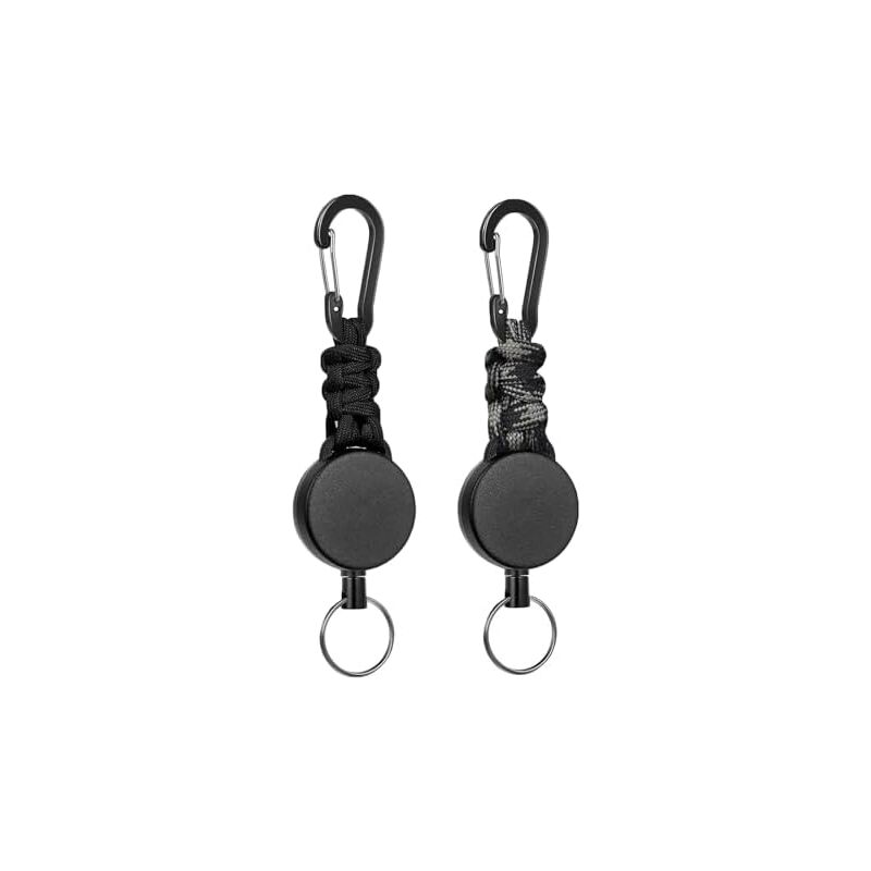Csparkv - 2 llaveros expandibles, porta credencial con mosquetón, carrete de yoyo retráctil de 15 cm con refuerzo y durabilidad