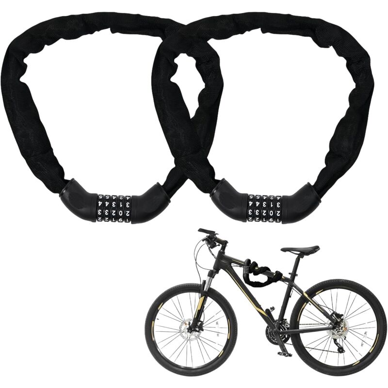 Csparkv - 2 Pack 90cm Combination Bike Lock High Security Bicycle Lock with 5 Digital Codes Anti-Theft Chain for Bike Motorcycle Scooter Black