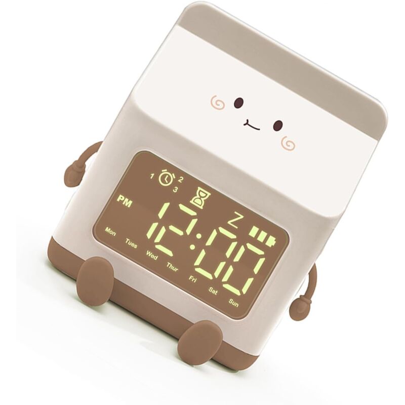 Csparkv - 2 pcs Amusant Lait Boîte Réveil étudiant Compte à Rebours Dessin animé Réveil Enfants Numérique Mignon Réveil Réveil (Brun)