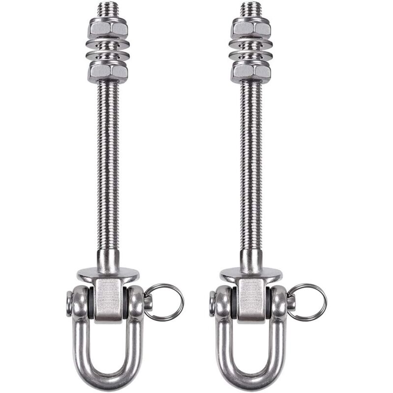 2 pcs Cintre Robuste en Acier Inoxydable - Capacité de 300kg - 21 cm x M10 - Crochets pour balançoire en Bois et en Acier - pour hamac de Yoga,