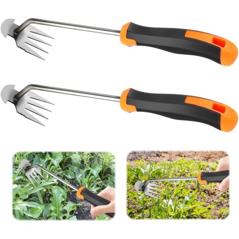 CSPARKV 2 Pcs Garden Weed Puller, Manual Weeding Tool, 4-Tine Rubber Handle Garden Weeding Artifact, For Weeding Fields With Handle