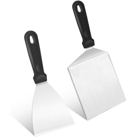 CSPARKV 2 Piece Set Teppanyaki Spatula, Plastic Handle, Perfect for Smashing Burgers