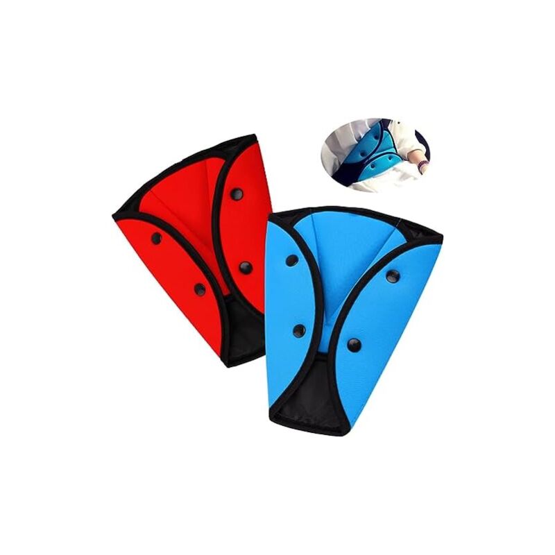 Csparkv - 2 pièces 20x24x9cm bleu rouge protege ceinture de securite enfantuniversels réglables protection ceinture de sécurité enfant triangle pour