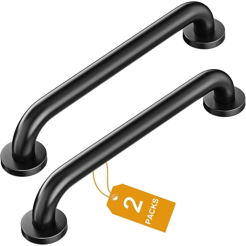 CSPARKV 2 Pièces Barre D'appui Salle de Bain, 40 cm Antidérapante en Acier Inox 304 Barre D'appui de Sécurité Noir Huilé Main Courante pour Baignoire