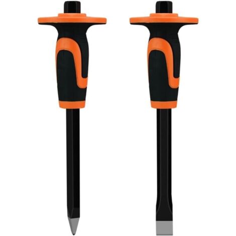 CSPARKV 2 Pièces Ciseaux de Maçon, Burin Ensemble de Ciseaux Durables avec Protecteurs pour Béton, Briques et Pierres : Comprend des Ciseaux pour Briques, Burin de Maçon ​Plat