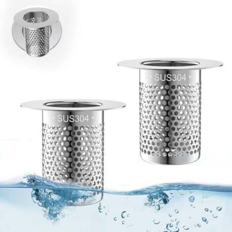 CSPARKV 2 Pièces Filtre de Vidange D'évier, Bouchon Filtre Evier INOX, Bouchon Lavabo Salle de Bain, Filtre de Vidange D'évier de Cuisine, Filtre Cheveux Douche, Bouchon Lavabo avec Filtre pour Bain,
