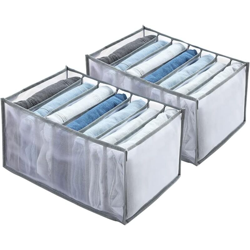 Csparkv - 2 piezas Caja de almacenamiento de jeans Organizador de cajones Organizador de ropa Adecuado para almacenamiento de ropa