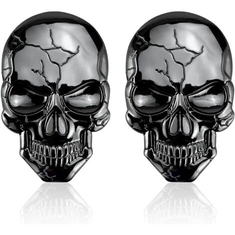 CSPARKV 2 Stück 3D Totenkopf-Fahrradaufkleber, Totenkopf-Autoaufkleber, Totenkopf-Autoaufkleber, Totenkopf-Tankaufkleber, cool, dekorieren Sie Ihr Auto (schwarz) 2 Stück