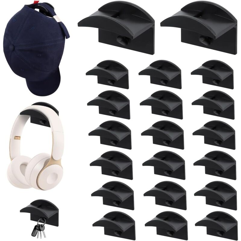 20 Crochet à Chapeau,Porte-chapeaux pour casquettes de Baseball Crochets à Chapeaux Supports Muraux pas de Perçage, Porte-casquettes Organisateur de