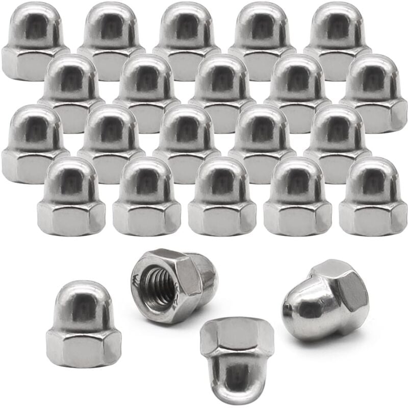 Csparkv - 20 Pièce Écrous Borgnes, Écrous Borgne M10 Hexagonaux din 1587 Forme Haute Hexagonale Capuchon D'écrou, Écrou Cache-Vis pour Vis Boulons,