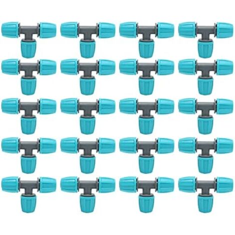 CSPARKV 20pcs Barbed Tee Fittings, 16mm Barbed Hose Connectors Drip Irrigation Fittings Tubing Tee Connectors 3 Way Adapter Water Pipe Joints