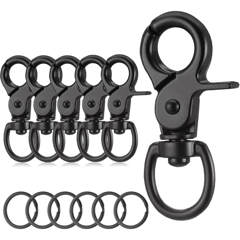 Csparkv - 20Pcs Mousqueton Pivotant, 360°Mousqueton Laisse Chien avec Porte Clé, Mousqueton Porte Clé en Alliage de Zinc, Petit Mousqueton Porte Clé