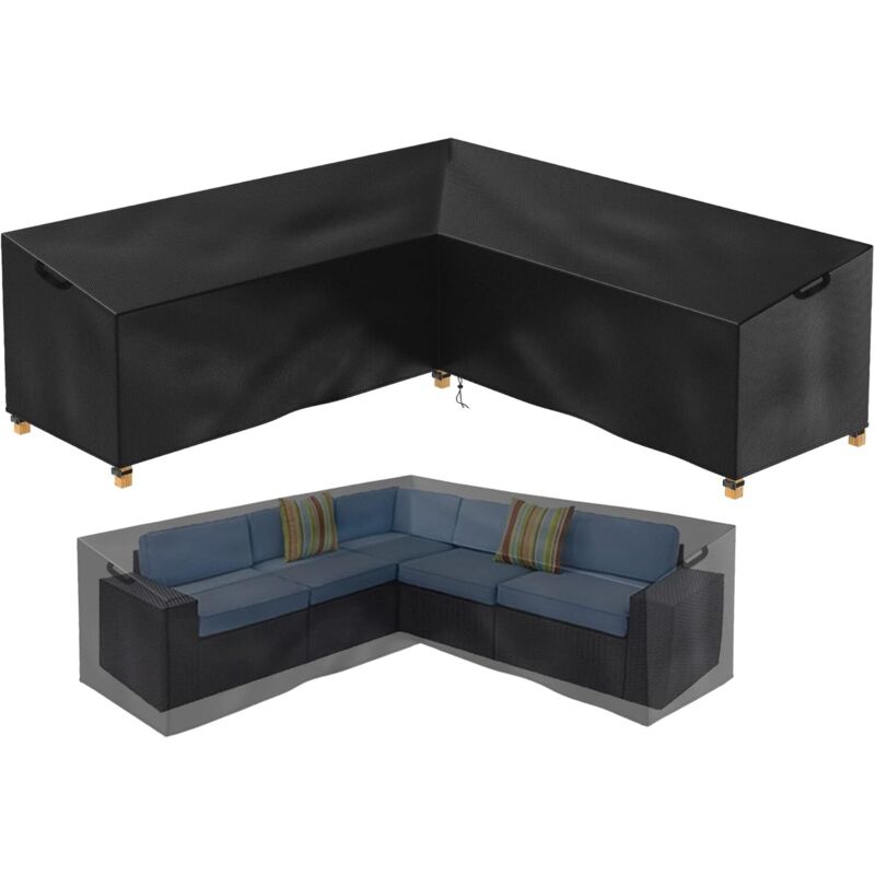 200 x 270 x 82 cm - Housse de Protection pour Meubles de Jardin en Forme de l - Imperméable - en rotin - pour canapé d'angle - pour Salon - Csparkv