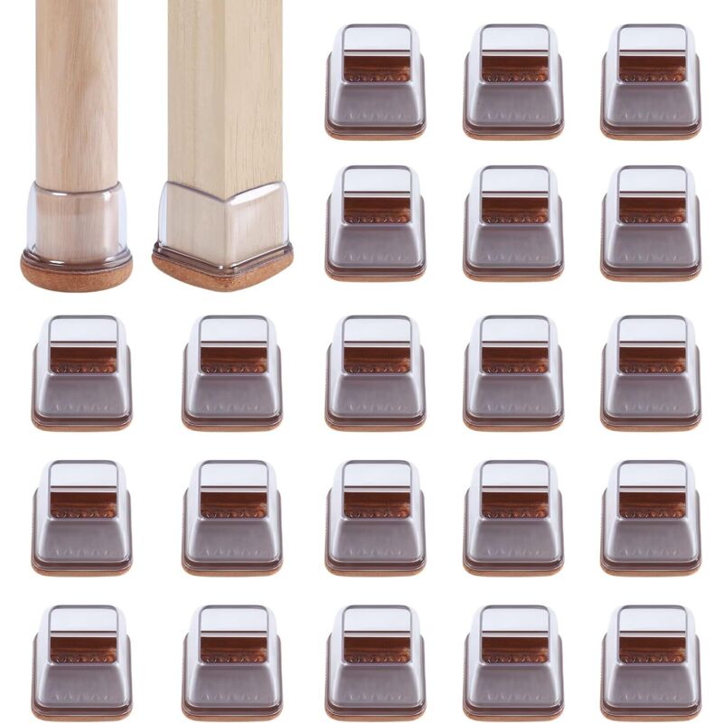 CSPARKV 24 tapas para patas de silla de 14 a 36 mm con relleno de fieltro transparente, fundas de silicona para muebles de 1,25 pulgadas, protectores