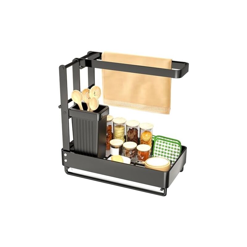 Csparkv - 24 x 14 x 25 cm, Rangement et Organisation de Cuisine, Étagère de Cuisine, Organisateur d'évier en Acier Inoxydable, Étagère
