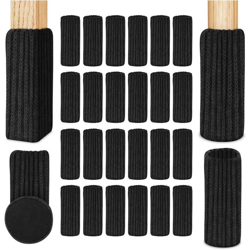 24pcs Chair Leg Socks, Felt Furniture Chair Socks, Non-Slip Chair Leg Caps, Prevent Scratches and Noise, Black - Csparkv