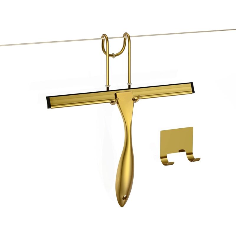 Csparkv - 25×18×1cm)Raclette de douche et raclette pour vitres, acier inoxydable, 100 % sans traces, nettoyant pour douches de salle de bain, portes