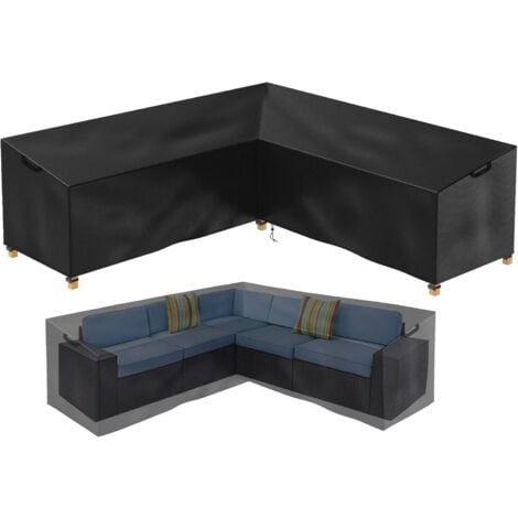 CSPARKV 286 x 222 x82 cm - Housse de Protection pour Meubles de Jardin en Forme de L - Imperméable - en rotin - pour canapé d'angle - pour Salon