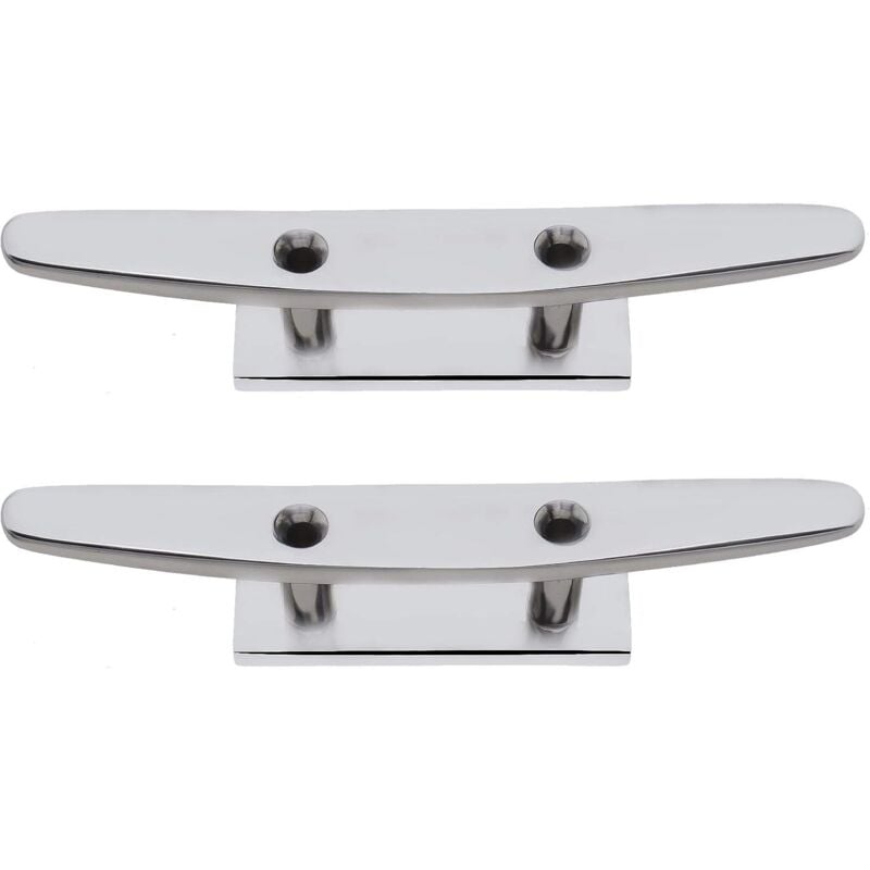 CSPARKV 2pcs 4 Pouces Acier Inoxydable 316 Taquets d'amarrage à 2 Trous pour Sécurisation des Quais de Bateaux