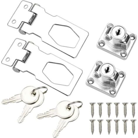 CSPARKV 2Pcs Cadenas Moraillon Inox Verrou a Clé Serrure Cadenas Utilitaire 2,5 Pouces Pour Casier Tiroir Armoire Penderie Boîte Conteneurs de Stockage Portes Remise Portes de Garage