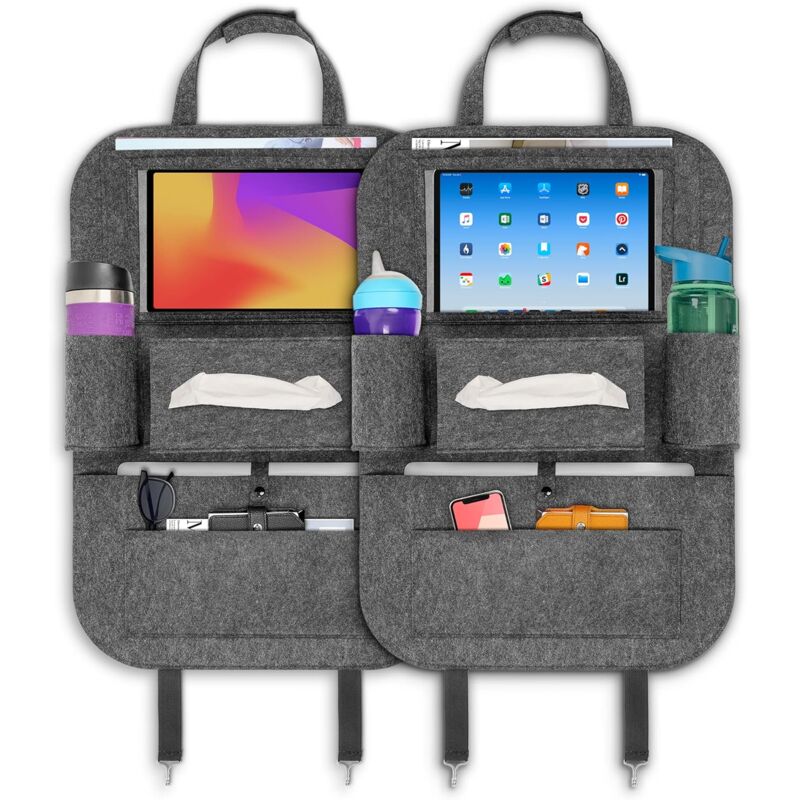 Csparkv - 2x Protection siège voiture enfant en feutre 60cm/23,6inch Organiseur Voiture Enfant de siège Système de Rangement avec support pour
