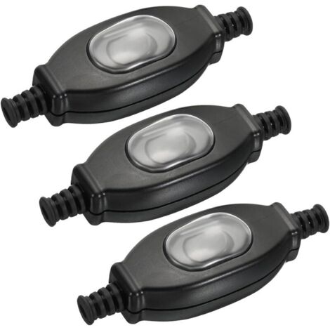 CSPARKV 3 Pièces Interrupteur de cordon en ligne étanche, interrupteurs à bascule pour lampe à cordon marche/arrêt, interrupteur d'appareil 3A 250V AC, interrupteur de câble de cordon de lampe