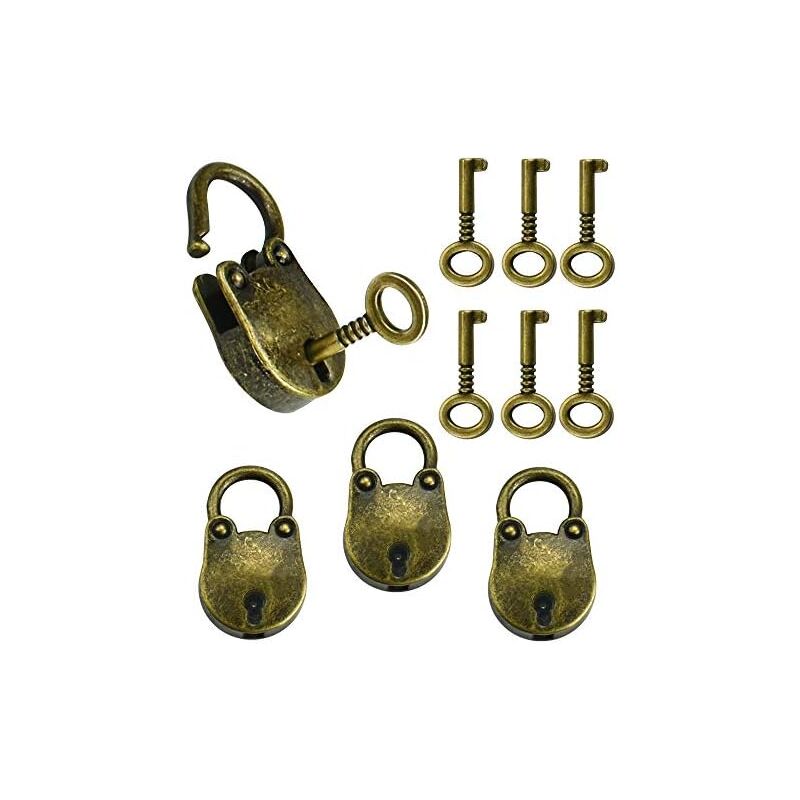 CSPARKV 3 piezas de candado de aleación de zinc vintage de 35 x 21 mm con forma de oso, candado antioxidante, mini candado vintage resistente con 6