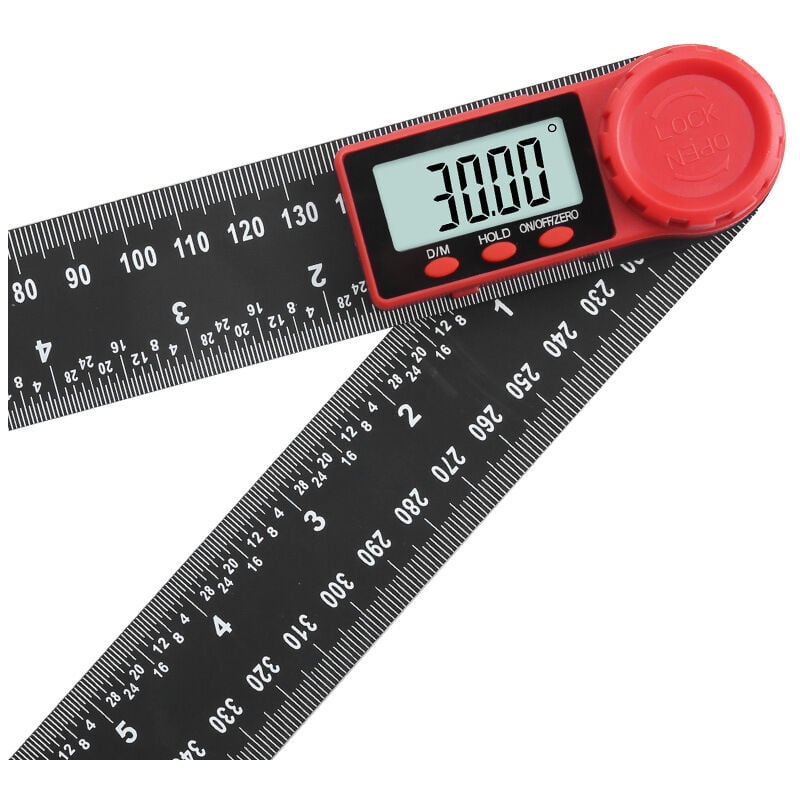 Csparkv - 300 mm Règle Rapporteur d'Angle Numérique, Rapporteur Numérique 2 en 1 avec Affichage lcd et Fonction de Verrouillage pour Le Travail du
