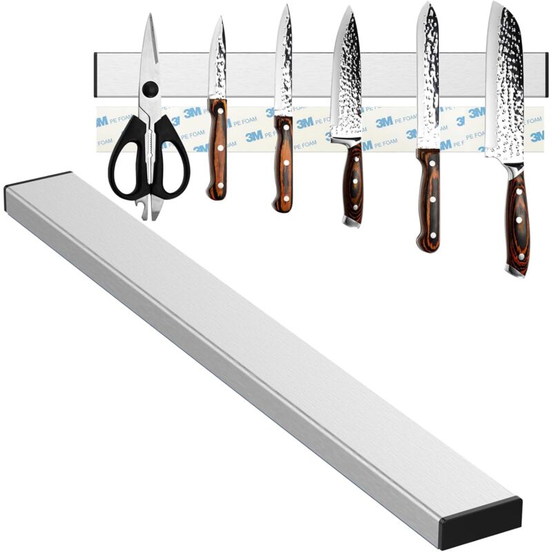 Csparkv - 30cm Porte Couteaux Aimanté, Porte-couteau magnétique pouvant être installé sans perçage, Extra-Fort aimant couteau, pour Support