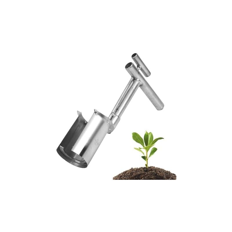 CSPARKV 32x16x7.5cm Transplanteur De Portatif Outil De Plantation À Bulbes À Long Manche Transplanteur De Creusement De En Acier Inoxydable Outil De