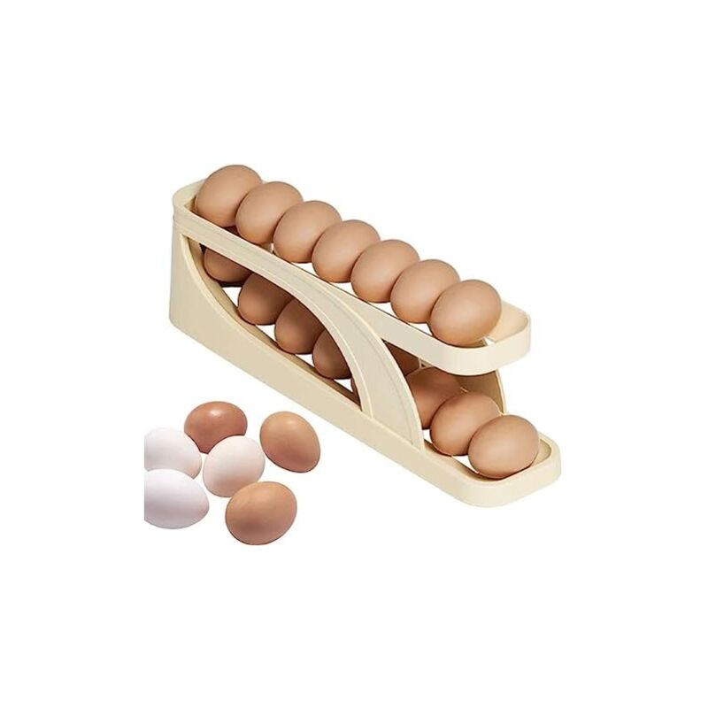 Csparkv - 36.5x8.5x10.8cm Porte-œufs Rangement - Distriuteur Oeuf Frigo Stockage D'œufs Réfrigérateur à Double Couche Oeufs pour 15 Oeufs Range Oeufs