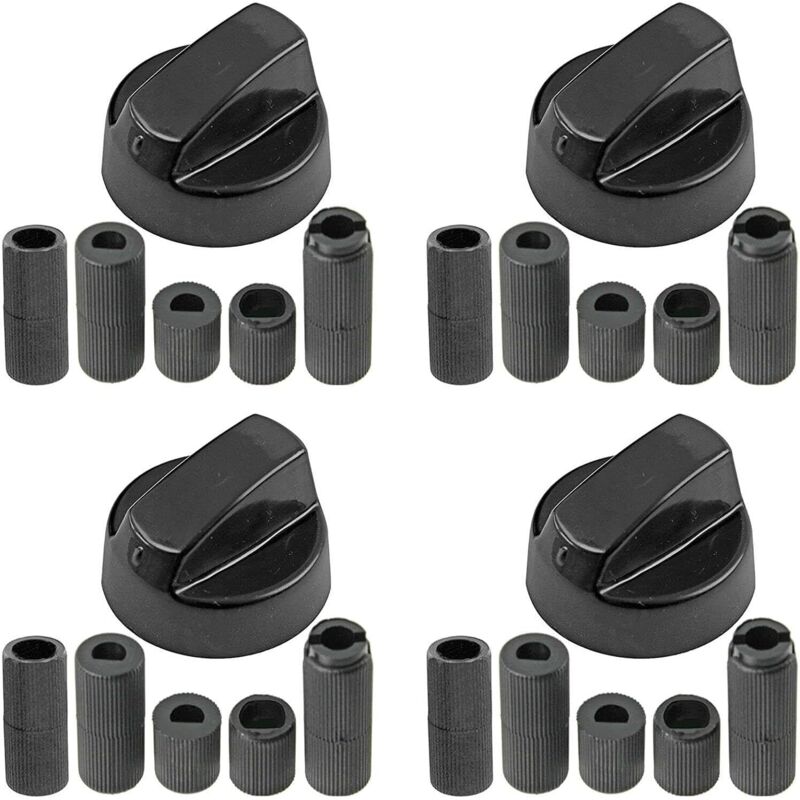 Csparkv - 4 Pack) Universal Black Control Switch Knobs for All Brands of Oven, Cooker and Hob