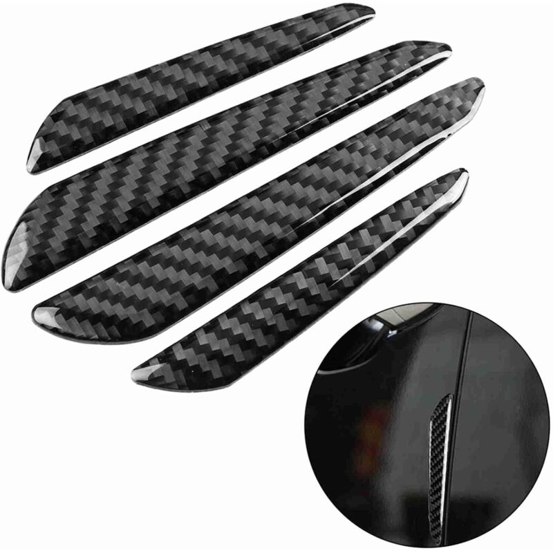 CSPARKV 4 Pcs Car Door Edge Guards,Carbon Fiber Black Car Door Protectors,Glossy Bumper Strips,for Car Door