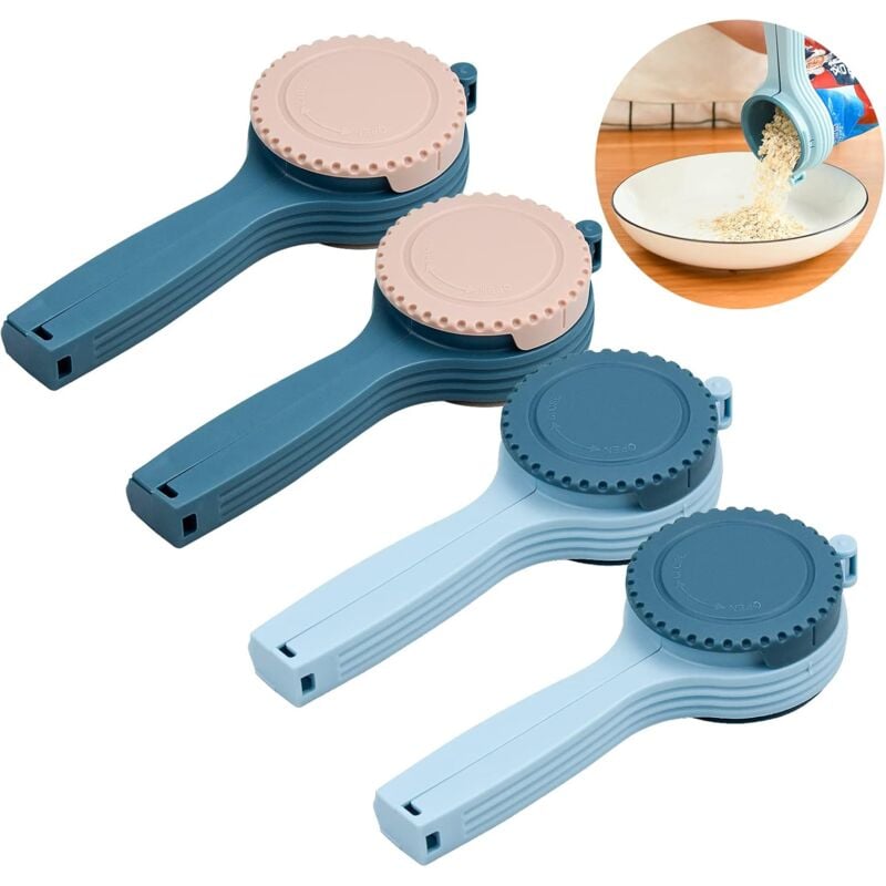 4 Pcs Food Bag Closure, Plastic Food Sealing Clips for Food Storage for Milk Powder, Oatmeal, Dried Fruit, Seasoning - Csparkv