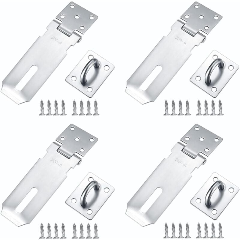 Csparkv - 4 Pcs Porte Cadenas,Loquet Cadenas,Loquet de Cadenas,Loquet Porte Exterieur, Loquet porte Cadenas,Loquet de Porte avec Vis,Cadenas Porte