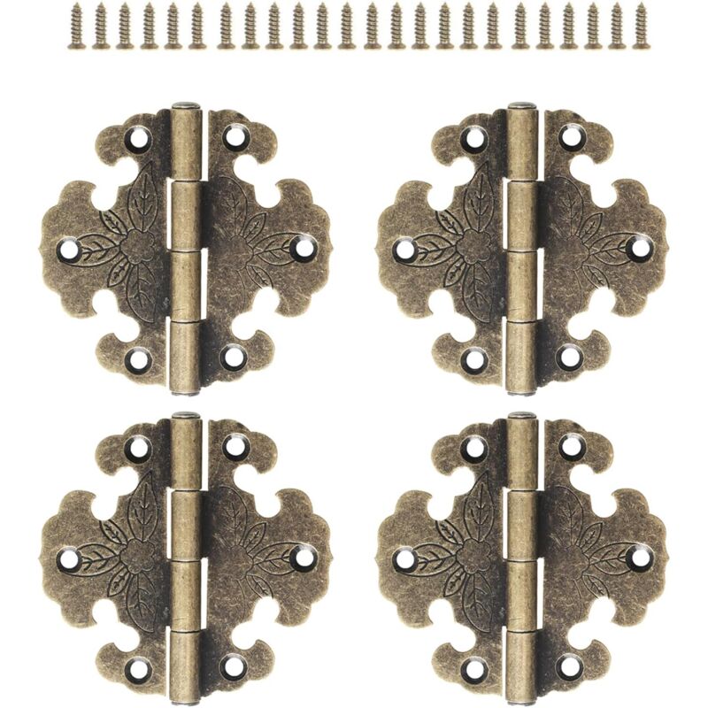 Csparkv - 4 Pieces Antique Hinges - Decorative Hinge - Mini Retro Hinge - Door Hinge - Vintage Bronze Hinges, For Decorating Cabinets, Wooden Doors,
