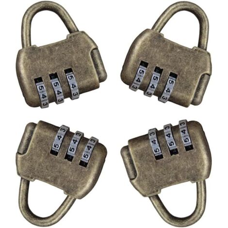 CSPARKV 4 Pièces Cadenas Code Cadenas Casier Code Cadenas Antivol à Combinaison 3 Chiffres Rétro Serrure À Combinaison Cadenas Vintage Porte Exterieur Cadenas de Securite Sans Cle