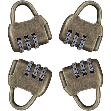 CSPARKV 4 Pieces Code Lock Padlock Locker Code Lock Anti-Theft Combination Lock 3 Digit Retro Combination Lock Vintage Padlock Exterior Door Security Padlock Without Key