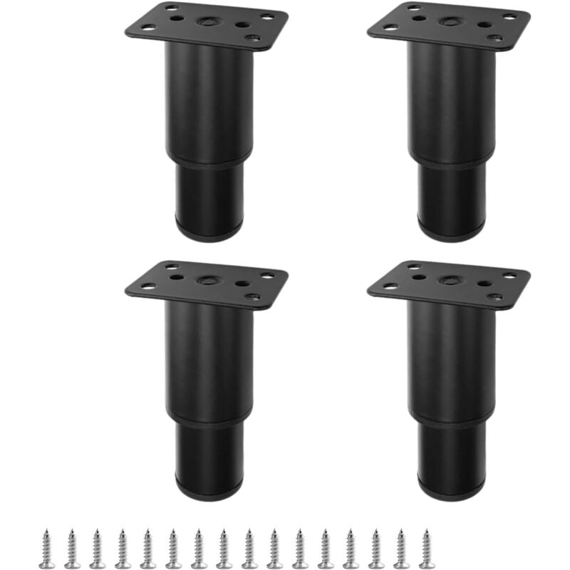 Csparkv - 4 Pièces Pieds de Meuble, Pied Reglable pour Plan de Travail, Noir Pied Meuble Salle de Bain, avec Vis de Montage, Convient pour Canapé,