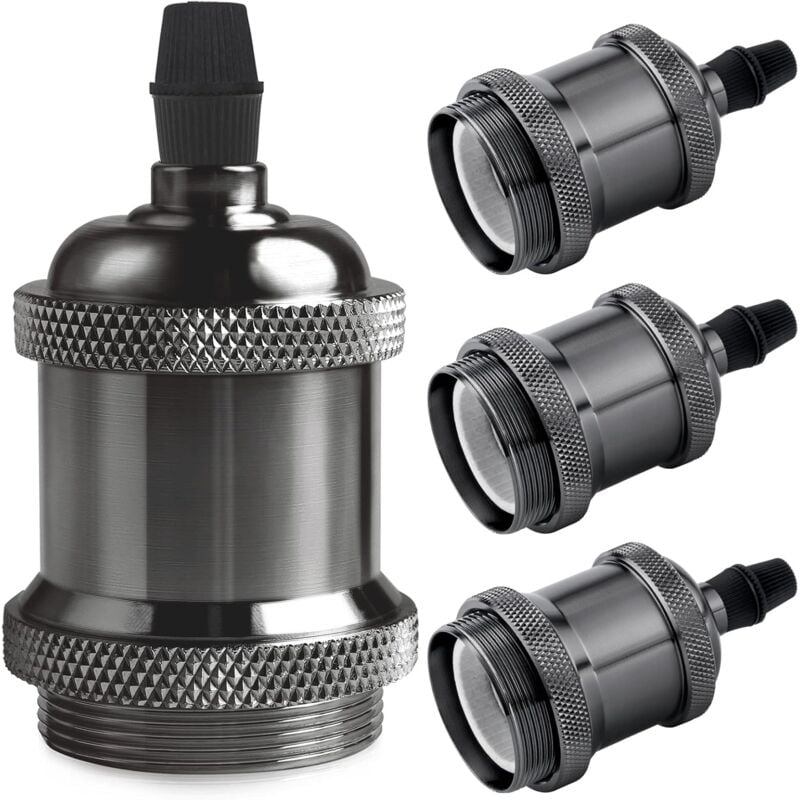 Csparkv - 4 Pièces Vintage E27 douille de lampe, Edison retro suspension lampe, Solide céramique adaptateur, noir perle socket