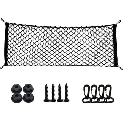 CSPARKV 40 x 110 cm Filet de Rangement pour Coffre de Voiture, Grande Taille Filet de Coffre de Voiture, Filet d'accessoires de Voiture, Filet pour Bagages d'enfants, pour SUV, Camion Noir avec 4 Croc