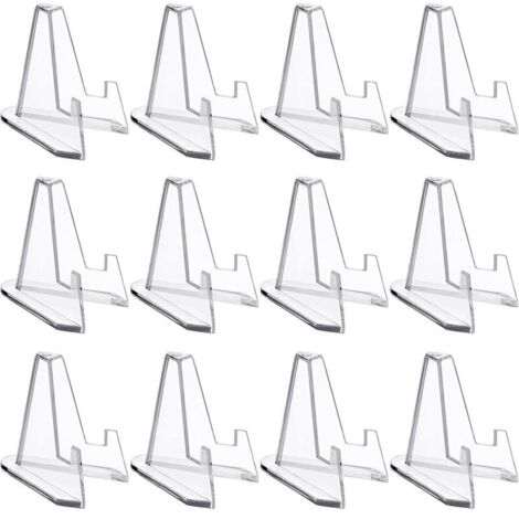 CSPARKV （4×4×5.4cm）Lot de 12 supports de plaque en acrylique, antidérapants et transparents, support de cadre photo, support d'affichage multifonction pour pièces de monnaie, montres de poche, médaill