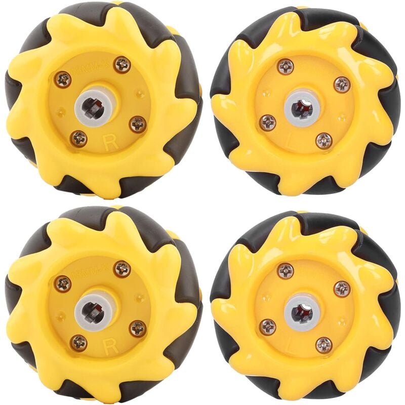 4.8×2.5×0.9cm)(2 x roue gauche 2 x roue droite)Mecanum Wheel Kit Omni‑Directional Wheel 48mm / 1.9in Smart Robot Car Auto Parts Accessoires diy Toy