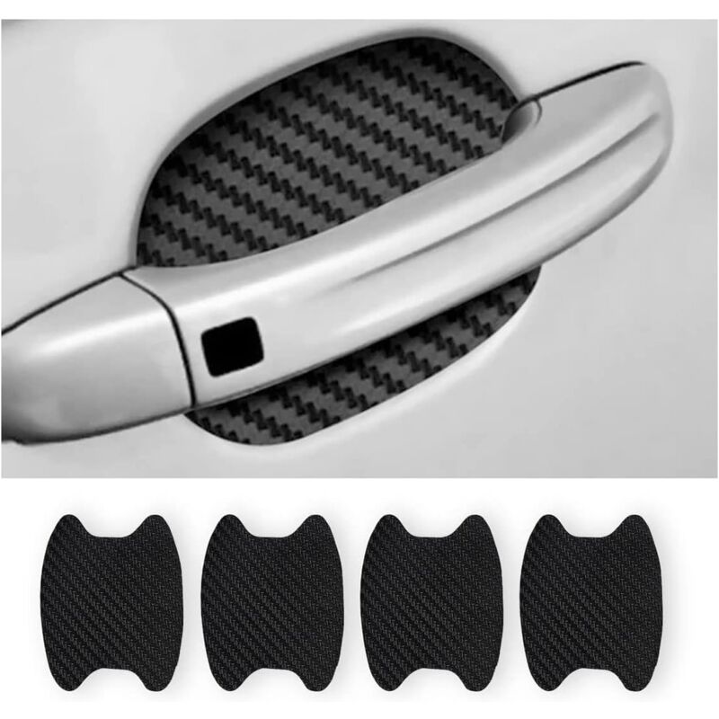 4PCS Exterior Car Stickers, Universal Anti-Scratch Carbon Fiber Protective Film for Car Door Handle, Suitable for Most Car Door Handles (Black)