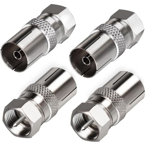 CSPARKV 4pcs TV Antenna Connector F Male to TV Female TV Aerial Plug Coaxial Adapter for Aerial Cables Satellite Cables 9.5 TV Female to F Type Connector