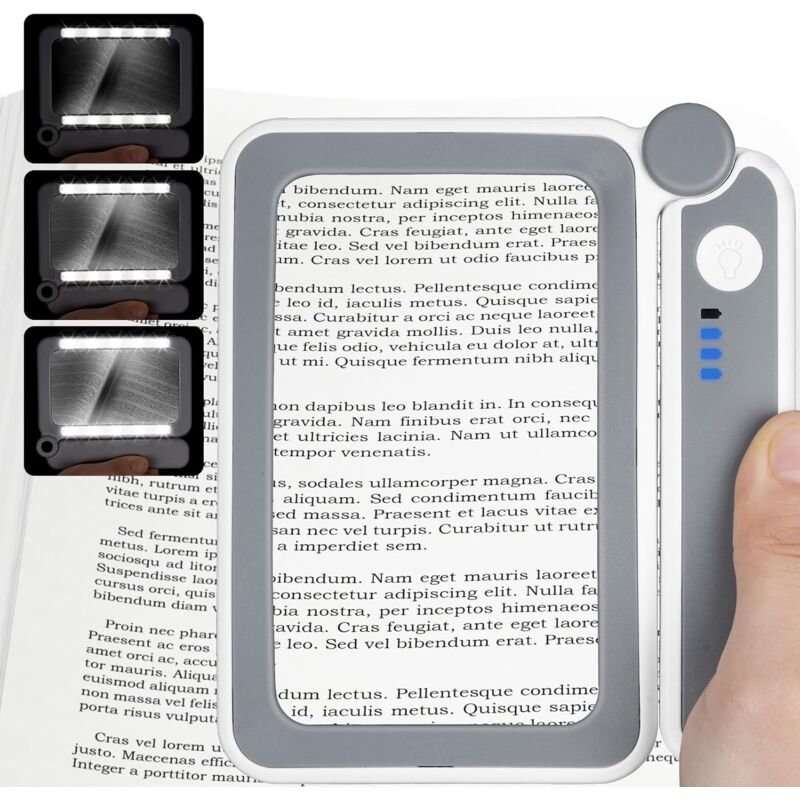 4X Loupe de Lecture,Loupe avec 10 led lumières, Loupe Eclairante, Grande Loupe à Main, Loupe Grossissante Pliante pour Livres scientifiques journaux